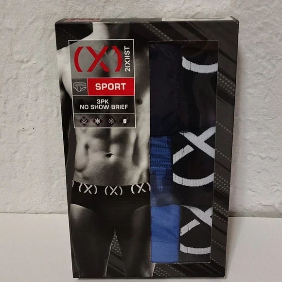 2xist Sport No Show Briefs 3-Pack - Navy Blue and Blue Size 28-30 - Picture 9 of 9